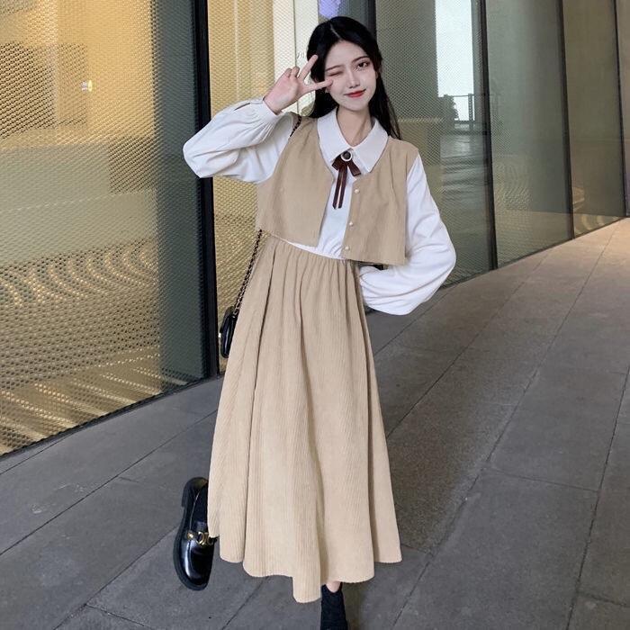 Aesthetic Vintage Outfit Dress Japanese Fashion Korean Normcore Outfits  DRESS STUDENT KOREAN STYLE VINTAGE M110 Dress Panjang Midi Polycotton Dress