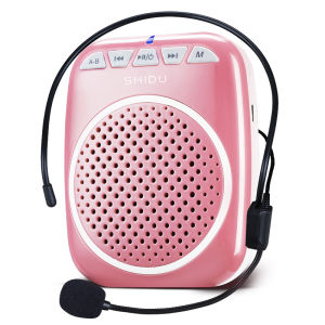 SHIDU Lapel Microphone Wireless Mini Portable Voice Amplifier Megaphone Booster with Wired Microphone Loudspeaker Rechargeable Amplifier for Teachers