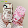 3D Cute Bear Rabbit with Holder Lens Protective Phone Case for Apple iPhone 16 15 14 13 12 11 Pro Max Plus Soft Silicone Back Cover Mobile Cases Phonecase Coffee Pink. 