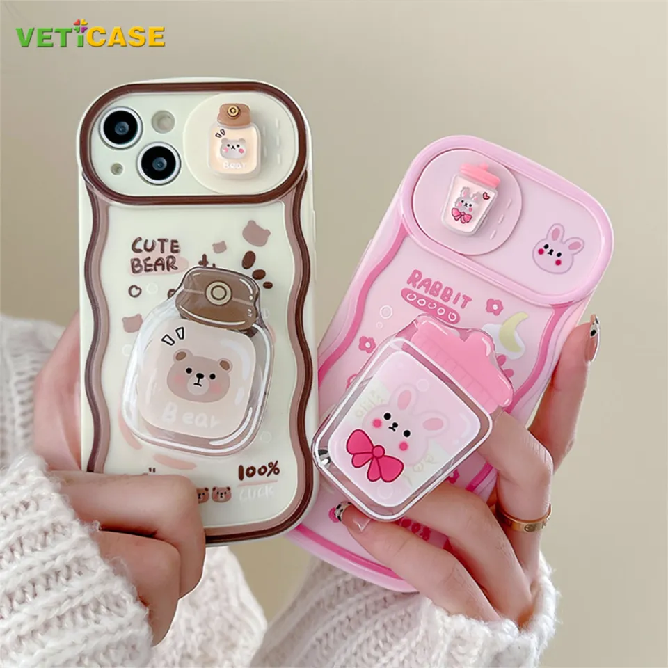 3D Cute Bear Rabbit with Phone Holder Camera Lens Protective Phone