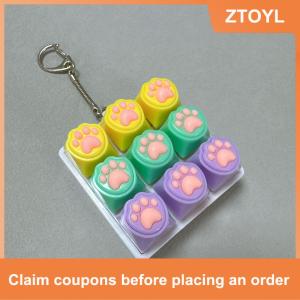 【ZTOYL】 9 Phím Im Lặng Bàn Phím Keychain Sáng Tạo Mèo Paw Nút Keycap Căng Thẳng Cứu Trợ Đồ Chơi Fidget Đồ Chơi Cho Trẻ Em Người Lớn Quà Tặng
