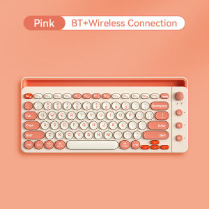 BOW K650D มีสีสัน บีที ไร้สาย โหมดคู่ แป้นพิมพ์ ชาร์จไฟได้ แป้นพิมพ์ ด้วย สล็อต สำหรับ มือถือ โทรศัพท์ แท็บเล็ต แล็ปท็อป