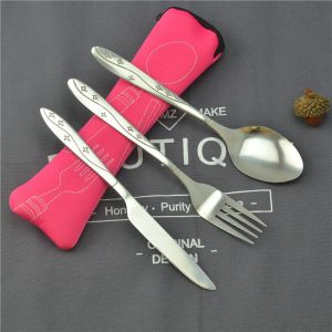 不锈钢环保西餐餐具创意布袋随身携带 Eco-Friendly Stainless steel western tableware with creative design Eco-bag