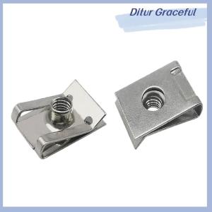 Ditur 10pcs Stainless Steel U Type Clips with Thread M6 M5 M4 M8 8mm 5mm 6mm 4mm Reed Nuts for Car Motorcycle Scooter ATV Moped