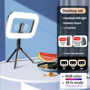 RGB Handheld Fill Light LED Rechargeable Ring Light Selfie Live Broadcast Shooting For Phone Camera Action Camera 8000mAH long last battery