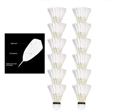 12 PCS Goose Feather Badminton Shuttlecocks with Great Stability and Durability High Speed Badminton Birdies Shuttlecock
