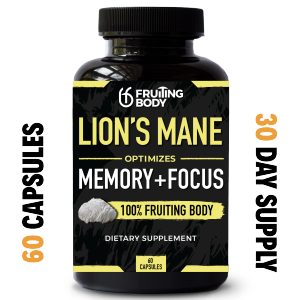 แคปซูลเห็ดหลินจือสิงโต – ผงดอกเห็ด – ปราศจากจีเอ็มโอและกลูเตน – 60 หรือ 120 แคปซูล (ปริมาณสำหรับ 1–2 เดือน) – สำหรับใช้ประจำวัน