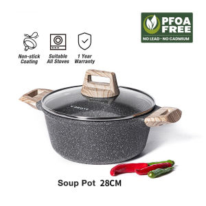 CAROTE Same Style Cosy Granite Non Stick Casserole Pot Large Capacity Soup Pot with Lid 24cm 28cm Compatible With Induction