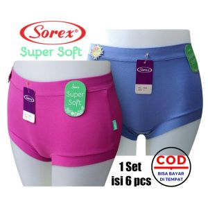 Sorex tipe 1238 - 6 Pcs Celana Dalam Wanita dewasa size L  M XL XXL- Warna Random