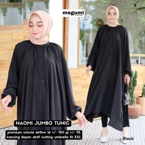 Baju Atasan Long Tunik Naomi Ukuran Jumbo Bahan Crinckle Airflow Fashion Wanita