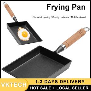 Cast Iron Egg Frying Pan Non-Stick Japanese Omelette Pan 20cm for Breakfast Durable Black Color