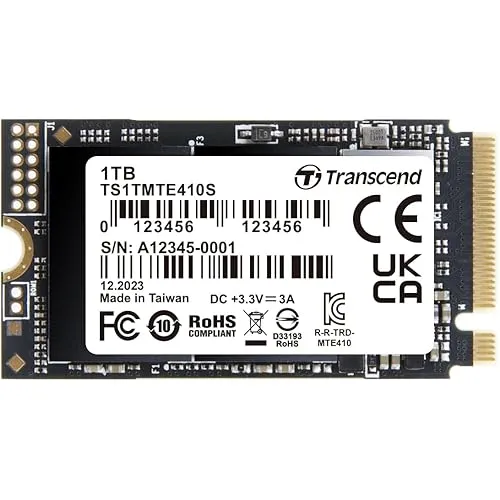 Transcend NVMe SSD 1TB 2242 PCIe Gen4×4 Max Read: 5000MB/s Max