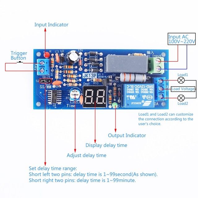 CC-Delay Relay Module AC 220V Adjustable Device Switch Power ON ...