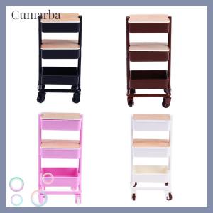 [Cumarba] 1:12ตุ๊กตารถเข็นรับประทานอาหาร W/WHEEL Storage SHELF เฟอร์นิเจอร์ตกแต่งของเล่น