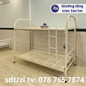 Giường Tầng Kí Túc Xá Giá Rẻ- Giường Sắt 2 Tầng Ống Tròn 80cm 1m 1m2 1m4 1m6 1m8 Dễ Lắp