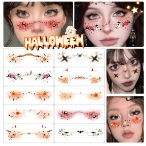 🎃 Halloween Face Stickers 10PCS / Self-adhesive Face Decals / Temporary Tattoo / Waterproof / Easy Removal For Party Makeup / Cosplay / Kids/Adults - Halloween Makeup Face Stickers 10PCS