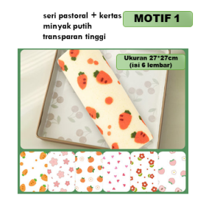 Cetakan Kue Kertas Roti Plastik Segitiga Spuit Hiasan Cake Bolu Gulung Motif Buah Bunga Hewan Pastoral Baking Paper Roll