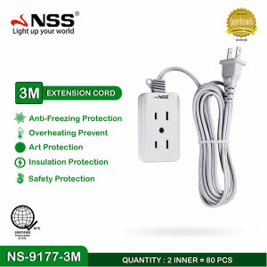 Nss outlet extension wire with socket heavyduty 2 gang outlet extension outlet with switch electrical outlet extension cord with surge protector cord extension 3m\5m outlet NS-9177
