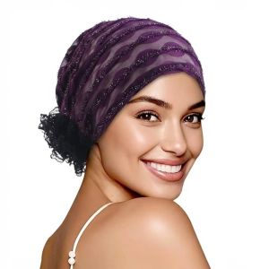 THANKSKY Thoáng khí Mũ uốn xoăn ren Polyester Mềm mại Mũ làm đẹp cho người cao tuổi Thời trang Màu đơn sắc Mũ tóc xoăn đàn hồi Ngoài trời