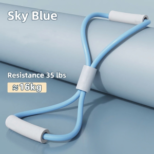 【Lucky Home】 Figure 8 Resistance Band / 35lb Tube Resistance / Foam Grip Handles / Home Stretching and Toning Workout