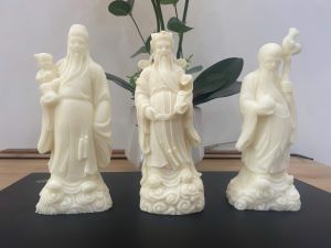 Tượng Phúc Lộc Thọ chất liệu Bột Đá cao 15cm nhập khẩu làng thủ công mỹ nghệ Đài Loan