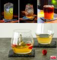หินรองอเนกประสงค์ แผ่นหินวางอาหาร แผ่นหินรองแก้ว สีดำ (1 แพคมี 4 ชิ้น)  Natural Slate Plate / Square Slate Coaters. 