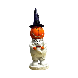 Hat Smiling Pumpkin Resin Figurine - Halloween Decor for Indoor Outdoor Festive Home Decor