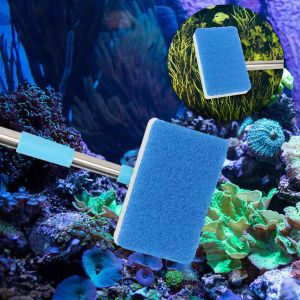 GTRBFDS Double-Sided Tank Sponge Cleaning Brush 180° Adjustable Super Long Handle Algae Scraping Brush Window Algae Aquarium Fish Cleaner