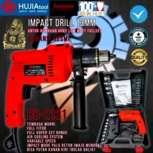 Hujia Mesin Bor Listrik Full Set + Koper 13MM Impact Drill HB-2131 Bor Besi Kayu Beton