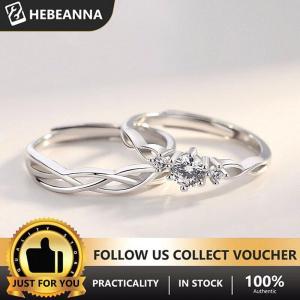 hebeanna แหวนคู่รัก1คู่แหวนคริสตัลเพชรหมั้นเครื่องประดับแหวนปรับได้