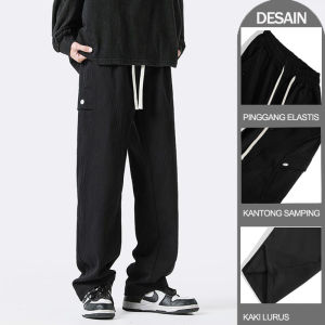 Celana cargo panjang pria hitam celana pinggang karet pria celana cargo premium pria Murah Korean Style Kulot Celana Santai Pria Oversize Loose Straight Pants celana training celana kargo pria Celana Kasual gaya baggy pants Celana panjang cowok keren