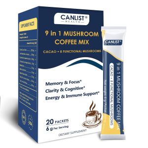 CANLIST Organic 9 in 1 Mushroom Coffee Powder  ake for Cognitive Focus Immune Support & Stress Relief