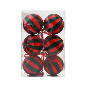 6Pcs Striped Print Christmas Baubles Decorations for Christmas Tree Hanging Ball Ornament for Holiday Party Centerpieces