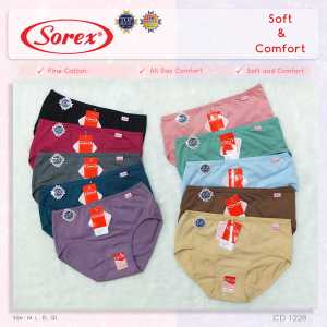 (12 Pcs) SOREX 1228 - CELANA DALAM WANITA SOREX ART 1228 BAHAN KATUN UKURAN MLELQL SOFT & COMFORT