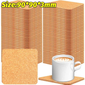 Dizoey 1/50PCS Cork Coasters Round Square Absorbent Heat Resistant Coaster Reusable Drinks Coffee Cup Non-slip Mats for Home Office Bar