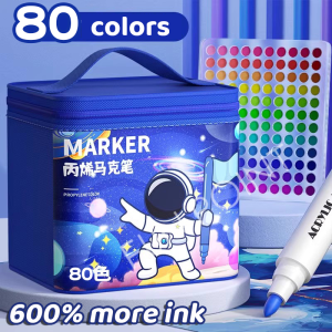 FUN POINT Kunomi 80/60/48/36/24 Colors Acrylic Marker Set Colored pen Coloring Set Color Pen Highlighter Pen Drawing Art Supplies Painting for glass Childrens Gifts