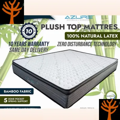Latex Hybrid Plush Bamboo top | 10 Inch | Cooling Gel | Natural Latex | Pocket Spring Mattress.