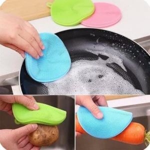 Spon Silikon Cuci Piring BULAT Anti Kuman Bakteri Pencuci Piring Panci Spons Sikat Reusable Sponge