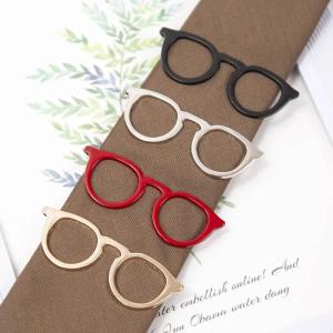 Black Casual Tie Clip Personality Glasses Shape Metal Necktie Clasp Men Glasses Commercial Necktie Pin Suit Accessories Gift