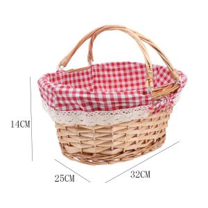 BEandBA Oval Removable Toys Sundries Willow Woven Fruit Basket Vegetable Basket Storage Basket Picnic Basket