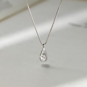 Korean Fashion Water Drop Zircon Necklace For Women Jewelry 2026 Trending New Luxury Silver Color Crystal Necklaces Colar Kolye