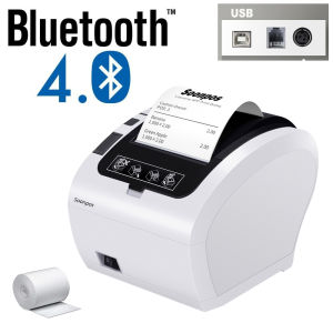 Bluetooth Thermal Receipt Printer 80mm Width Thermal Printer Support  loyverse Auto Cutter Support Cash Drawer in Kitchen Cashier POS Printer for Restaurant Supermarket No Need Ink or Ribbon for Windows Android Mac System