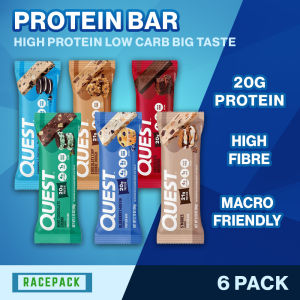 Quest Nutrition Protein Bar 6 Bars 20g Protein High Fiber Low Net Carbs Select Flavour