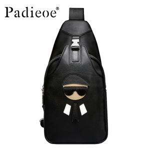 padieoe Top layer cowhide casual crossbody shoulder bag for men - trendy genuine leather single shoulder strap fashionable and versatile full of personality.