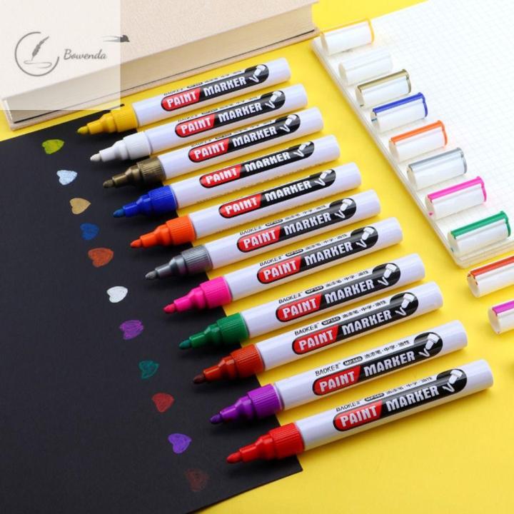 BOWENDA Quick Dry Oilbased Paint Marker Colorful Waterproof Oily