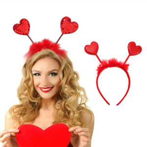 Rose Selling Valentines Day Heart Headdress Sequin Headwear for Girls Red Heart Day of Commemoration Photo Props