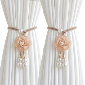 BLACKON 2Pcs Hiện đại Dây buộc rèm hoa Tối giản Ngọc trai Dây buộc rèm Sáng tạo Có thể điều chỉnh Dây buộc rèm hoa trà Rèm mỏng