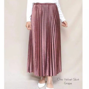 Rok Plisket Bludru Velvet Panjang Import Premium Jumbo