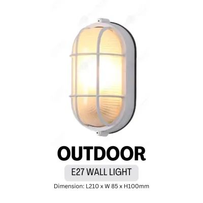 Outdoor Waterproof Wall Light Aluminium Black White E27