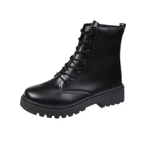 Falimottype)Size 35-41 Womens Casual Martin Boots Black Fashionable Thick Soled Shoes Retro School Student Midsole Boots